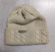 Columbia Cream Cable Knit Ribbed Cuff Fleece Lined Warm Beanie OSFM One Size