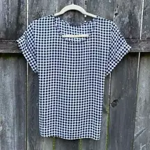 West Kei Black And White Gingham Plaid Blouse | XS