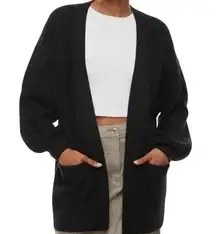 Aritzia Wilfred Unwind Open Cardigan Mid Length Ribbed Merino Wool Black XSmall