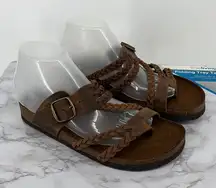 WHITE MOUNTAIN Hayleigh Braided Leather Footbed‎ Sandals Brown Sz 8M Boho Casual