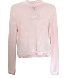 Forever 21 Light Pink High Neck Frill Detail Layer Long Sleeve Shirt Size XL