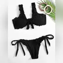 Summer Schiffy Knot Front Tie Side Black Bikini