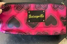 Betseyville makeup case with inside zipper pouch in purple and black. GUC.