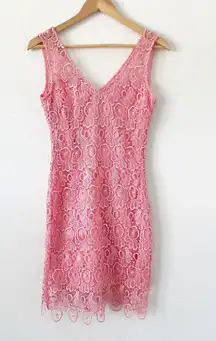 Pink Lace Floral Mini Dress