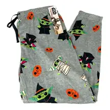 Star Wars The Mandalorian Baby Yoda Halloween Pajama Bottoms Gray Size Medium