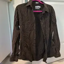 Calvin Klein Modern Fit Brown Striped Button Up