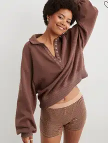 brown quarter snap sweatshirt