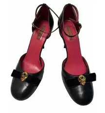 Tommy Girl Hilfiger Pumps Round Toe Coquette Leather sz 9.5 Black Bow