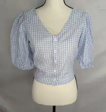 Daisy Street Balloon Sleeve Gingham Top Medium NWT