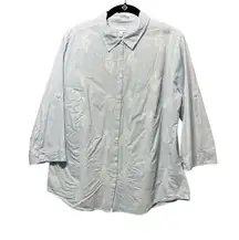 Croft & Barrow Blue Stripe Embroidered Button Down Shirt Women's Size L