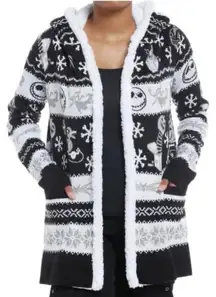 The Nightmare Before Christmas Fair Isle Sherpa Open Cardigan Ladies Sz Med