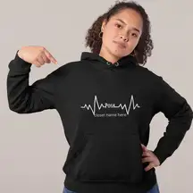 POSH Heartbeat Custom Black Long Sleeve Graphic Hoodie Sweater