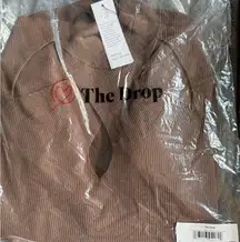 The Drop Women's Cecilia Mock Neck Cutout Sweater COFFEE BEAN