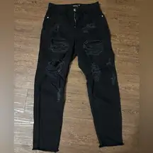 Distressed Straight Black Jeans