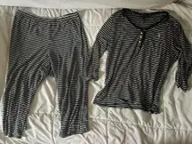 Navy Blue Striped Pajama Set