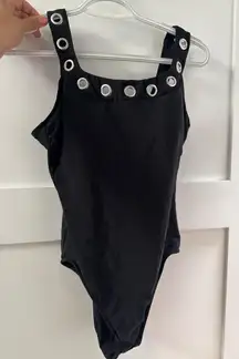 Aqua green black swimsuit