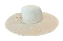 Gap 100% Paper Straw Hat‎ Womens Gold Band Wide Brim Sun Beach Pool Vacation