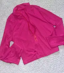 Pink zip up long sleeve crop top 