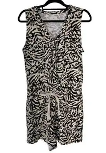 Lou & Grey Romper Knit Romper Animal Print Size M Medium Black Tan Cotton