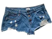 Salvage Denim Y2K‎ Distressed Jean Shorts Women’s Size 11 Blue High Waist