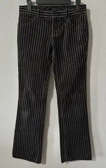 Armani Exchange Womens 0 Blue Beige Striped Velvet Bootcut Pants‎ Low Rise Y2K