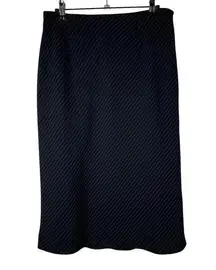 Anne Klein Navy Blue Diagonal Stripe Midi Pencil Skirt 8