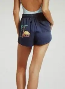 Onia Shorts Womens Large Navy Blue Shadown Aleen Paradise Hut New