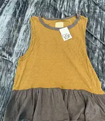 Chaser  Mustard and Gray Sleeveless Top