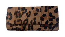 Sarah Smith Leopard Print Calf Hair Clutch Wallet Purse Brown Black Gold