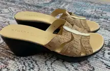 Athena Alexander Womens' Classics Tan Cork Sharbat Wedge Slide Sandal Size 8