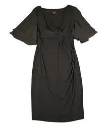 Connected Apparel Womens 6P‎ V-Neck Pullover Flutter Sleeve Little Black Dress