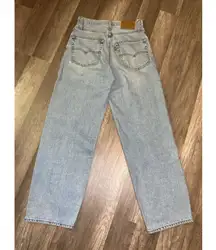 Levis Premium Jeans Womens 25 x 29 Blue Baggy Dad Wide Leg Flare Denim Big E