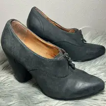 Anthropologie No. 704 B Dark Green Leather Block Heeled Pointed Toe Holt Booties