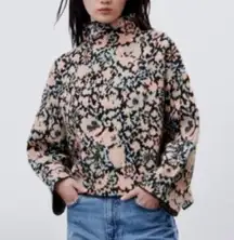 ZARA Floral Jacquard Knit Sweater Medium