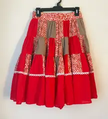 Vintage Fashion by Bettye Red Patchwork Western Skirt S