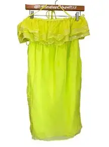 Susana Monaco Willa Sequin Chiffon Strapless Lime‎ Green Mini Dress NWT