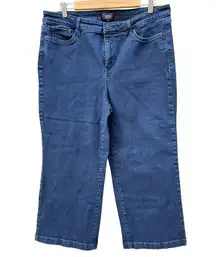 NYDJ Dark Wash Blue Wide Leg Ankle Jeans Lift Tuck Size 16 EUC