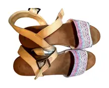 TOMS Women's Platform Wedge Espadrille Sandals Size 10 W Multi Color Tribal