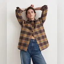 Madewell Plaid Smoked Graphite Twill Oversized Shirt-Jacket Shacket Medium Fall