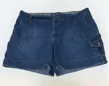 Gloria Vanderbilt Blue Jean Denim Modest 6” High Waisted Mom Shorts Pockets 16