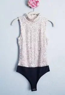 7 For All Mankind Sleeveless Mockneck Sequin Bodysuit