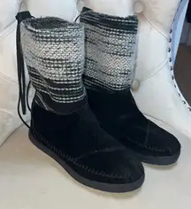Toms Black‎ Suede Boots with Blue Label Size 6.5