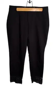 Zara Basic Cropped Pant Black Crochet Hem M