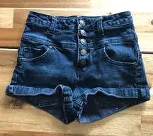 Delia’s Skylar blue buttoned down denim‎ shorts 0