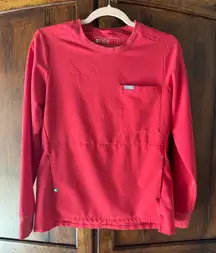 Figs Long Sleeve Scrub Top Red XXS