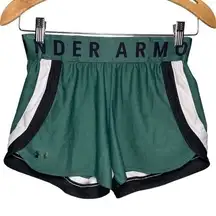 Under Armour Women’s Size XS Forest Green White Black Heatgear Activewear Shorts
