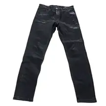 Zara Jeans Womens 30‎ Black Coated Skinny Denim Pants Modern Classic Grunge
