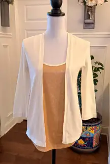 Rafaella NWOT Cream Cardigan with Built-In Gold Sequin Tank 3/4 Sleeves