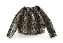 Charming Charlie Brown Leopard Print Blouse Top