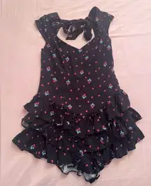 Kimchi Blue Black Strawberry Ruffle Romper